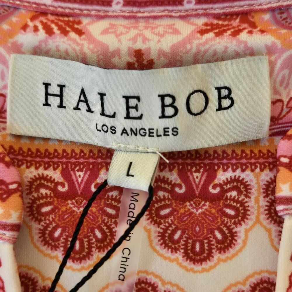 NWT Hale Bob Los Angeles Womens Azaria Jersey Pink White Long Sleeve Top Large - Picture 3 of 12